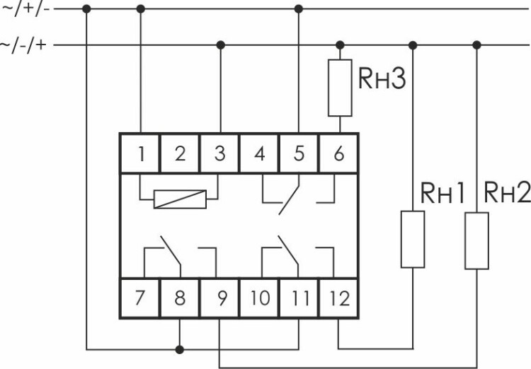 Реле промежуточное 3 переключ. контакт PK-3P , 3 модуля,  монт. на DIN-рейке 35 мм, 3х8А 12В АС/DC