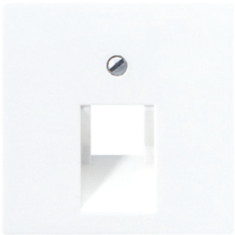 Крышка для одинарных телефонных и компьютерных розеток (UAE), фиксация винтом; термопласт; белый; A5