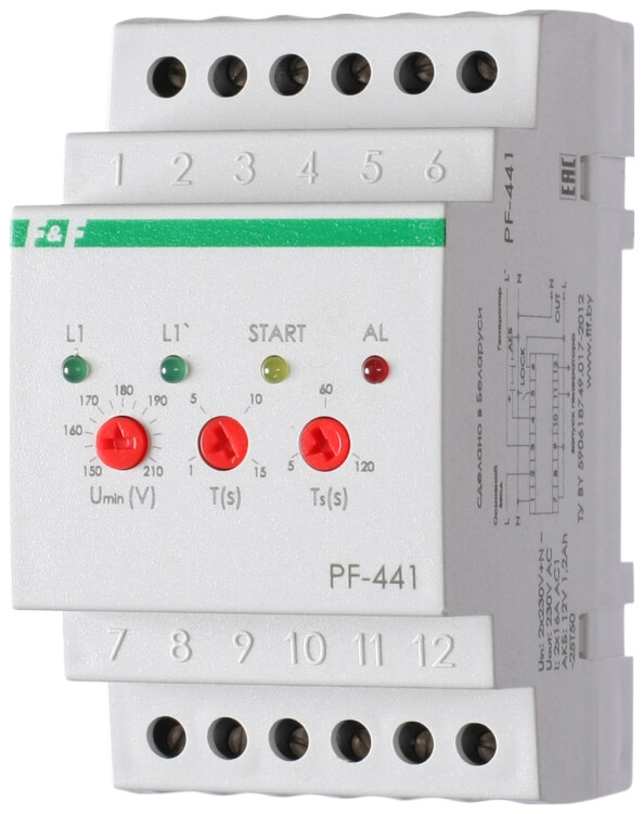 Автоматический переключатель фаз PF-441, с приоритетной фазой и выходами для контакторов  (для АВР)