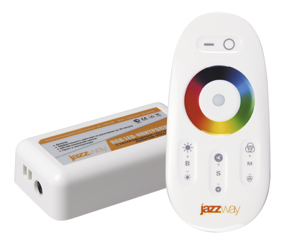 Контроллер для светодиодной ленты + ДУ IP20 216Вт-12В/432Вт-24В DC 115х56х22мм белый Jazzway