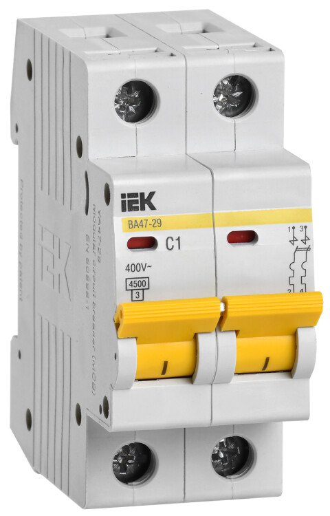Выключатель автомат. 2-пол. (2P)   1А C  4,5кА ВА47-29 IEK