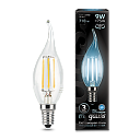 Лампа светодиод. (LED) Свеча на ветру Е14 филамент.  9Вт 710лм 4100К 230В прозр. Gauss