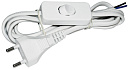 Шнур для светильников 2х0,75мм 2м  белый с плоской вилкой и выкл. ИЭК-Шнуры питания - купить по низкой цене в интернет-магазине, характеристики, отзывы | АВС-электро